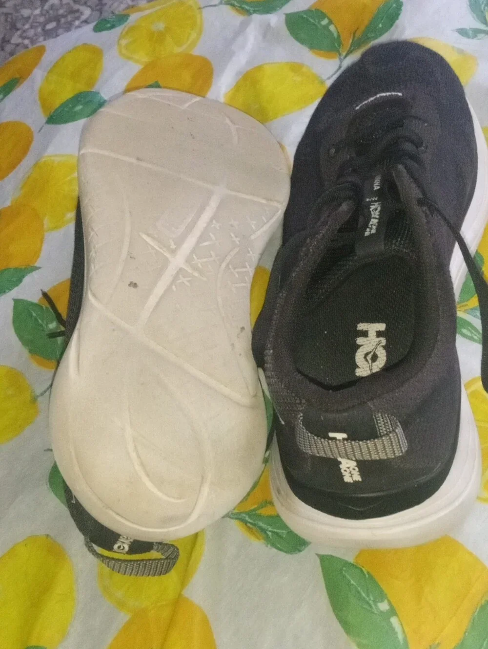 Hoka One One Black Knit Women's Athletic Running Shoes with White Sole